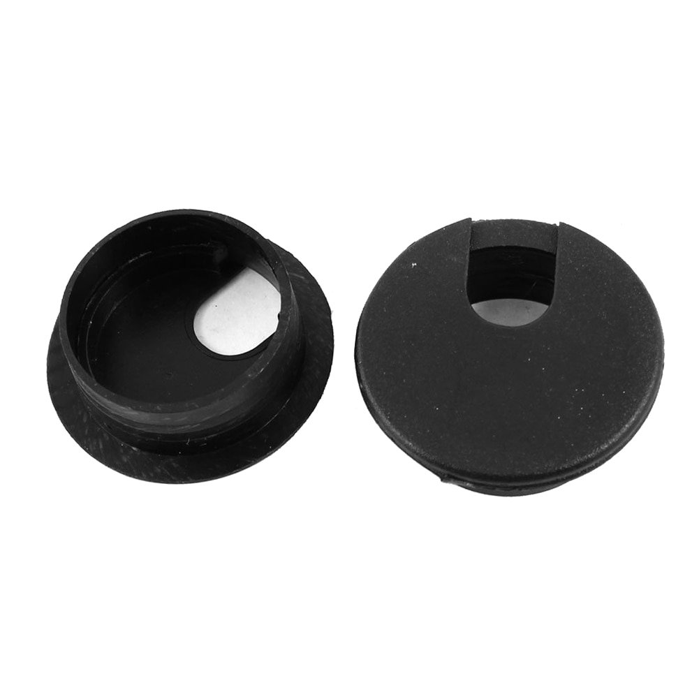 4pcs Desk Table Computer Round Shaped Black Cable Grommet Hole Computer Desk Table Grommet Cable Port Wire Hole Cover - Image 2
