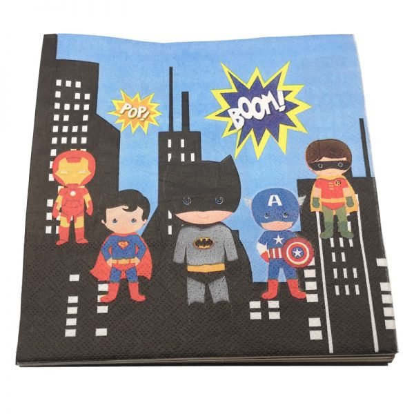 60pcs/lot Happy Birthday Party Batman/Superman/Iron man Plates Decorate Cups Boys Favors Super Hero Theme Baby Shower Napkins - Image 2