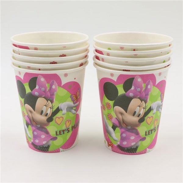 61pcs lot Kids Baby Shower Favors Tablecloth Cartoon Decoration Plates Minnie Mouse Birthday Party Napkins Cups Events Present - Image 3