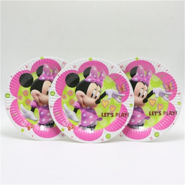 61pcs lot Kids Baby Shower Favors Tablecloth Cartoon Decoration Plates Minnie Mouse Birthday Party Napkins Cups Events Present - Image 4