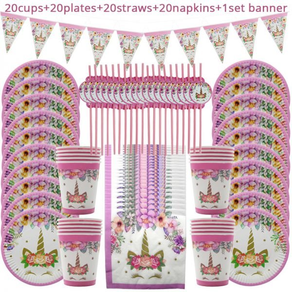 81pcs Unicorn Party Supplies Wedding Decoration Birthday Party Decoration Kids Baby Girl Shower Unicornio Aniversario Decoration
