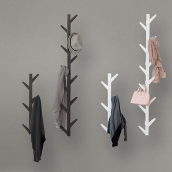 Actionclub 1 PC Bamboo Wooden Hanging Coat Rack Wall Clothes Hanger Living Room Bedroom Decoration Hanger Wall Shelves 6 Hooks - Image 2