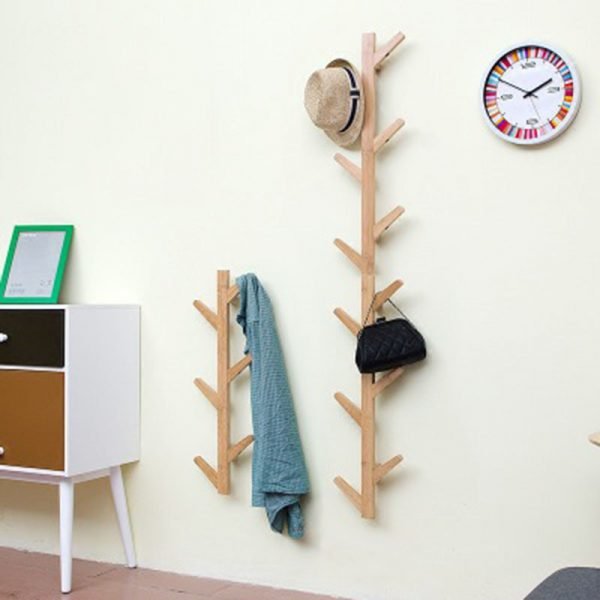 Actionclub 1 PC Bamboo Wooden Hanging Coat Rack Wall Clothes Hanger Living Room Bedroom Decoration Hanger Wall Shelves 6 Hooks - Image 3