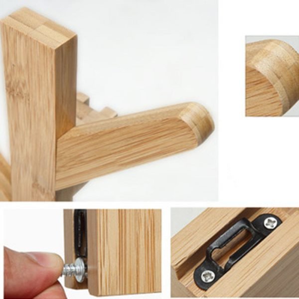 Actionclub 1 PC Bamboo Wooden Hanging Coat Rack Wall Clothes Hanger Living Room Bedroom Decoration Hanger Wall Shelves 6 Hooks - Image 6