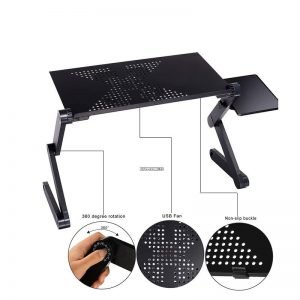 Actionclub 360 Degree Adjustable Laptop Table Portable Foldable Computer Desk Bed Desk With One Big Cooling Fan