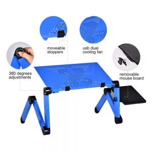 Actionclub Aluminum Alloy Laptop Table Simple Portable Folding Computer Desk Adjustable Laptop Desk With Mouse Pad Cooling Fans