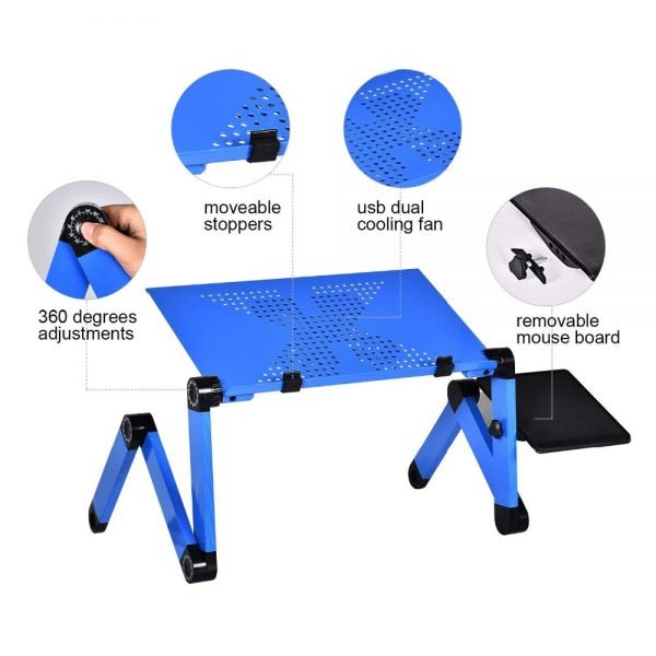 Actionclub Aluminum Alloy Laptop Table Simple Portable Folding Computer Desk Adjustable Laptop Desk With Mouse Pad Cooling Fans