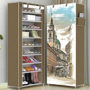 Actionclub Fashion Modern Ten Layers 3D Pattern Cartoon Shoe Cabinet Non-woven Cloth Shoe Shelf Space Saver Shoe Rack Organizer