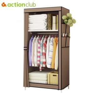 Actionclub Minimalist Modern Non-woven Cloth Wardrobe Baby Storage Cabinet Folding Steel individual Closet Bedroom Furniture