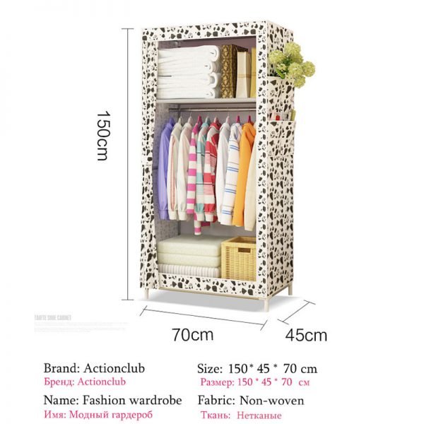 Actionclub Minimalist Modern Non-woven Cloth Wardrobe Baby Storage Cabinet Folding Steel individual Closet Bedroom Furniture - Image 5