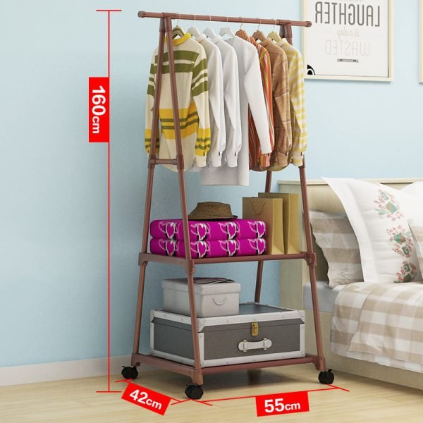 Actionclub Multifunction Triangle Simple Coat Rack Stainless Steel Removable Clothes Hanging Hanger Floor Stand Coat Rack Wheels - Image 4