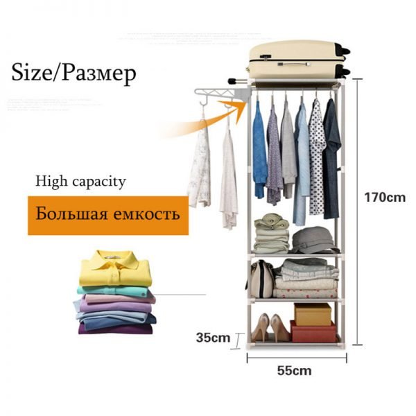 Actionclub Simple Metal Iron Coat Rack Floor Standing Clothes Hanging Storage Shelf Clothes Hanger Racks Bedroom Furniture - Image 4
