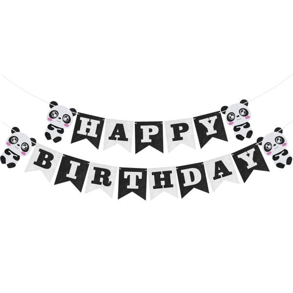 Amawill Panda Party Decorations Supplies Happy Birthday Banner Panda Balloons Cake Toppers Gift Bags For Baby Shower Boy Girl 7D - Image 3