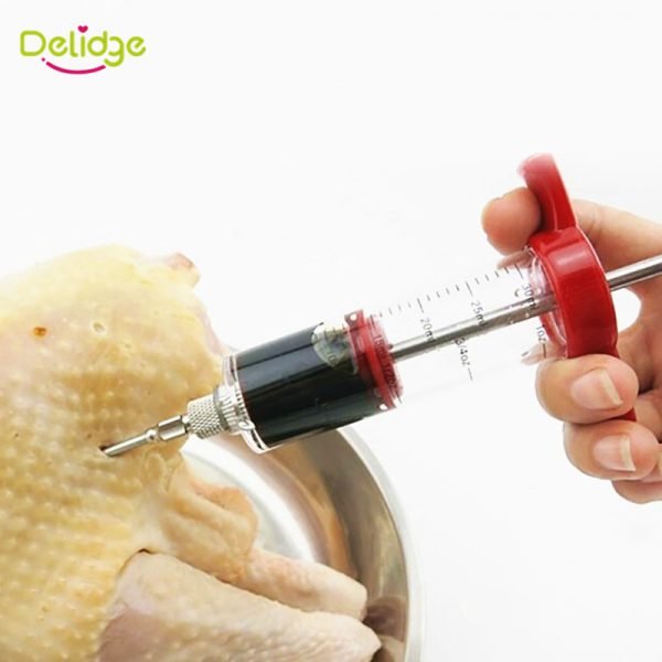 Delidge 1 set Stainless Steel Needle Meat Injector Flavor Marinade Spice Syringe Cooking Meat Poultry Turkey Chicken BBQ Tool - Image 2