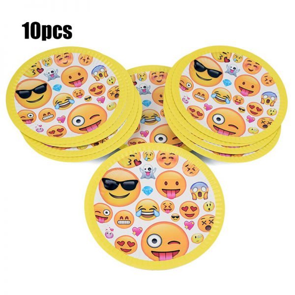 Emoji Disposable Tableware Party Supplies Kids Party Decoration Paper Cup Plate Paper Towel Disposable Tableware Supplies - Image 2