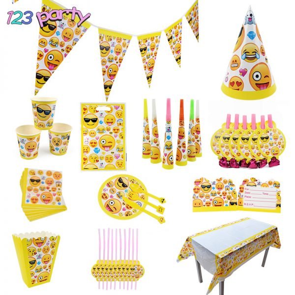 Emoji Disposable Tableware Party Supplies Kids Party Decoration Paper Cup Plate Paper Towel Disposable Tableware Supplies
