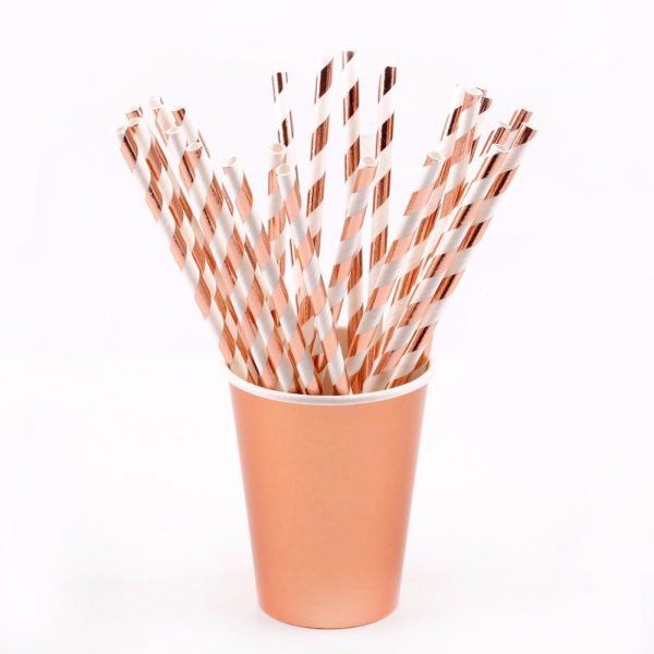 FENGRISE Rose Gold Disposable Tableware Sets Champagne Party Cup Plate Party Tableware for Wedding Decor Birthday Party Supplies - Image 3