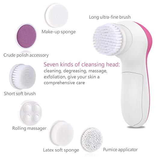 Facial Cleansing Brush Waterproof Face Brush with 5 Brush Heads for Deep Cleansing, Gentle Exfoliating, Removing Blackhead - Image 3