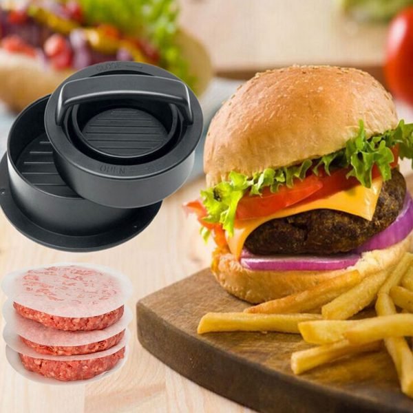 Hamburger Press Meat Pie Press Stuffed Burger Mold Maker with Baking Paper Liners Patty Pastry Tools BBQ Kitchen Accessories - Image 2