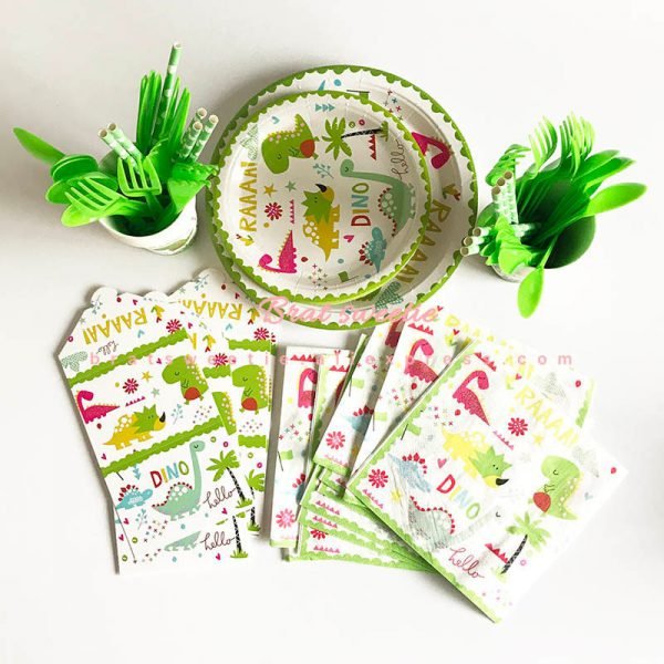 Jungle Party Kids Boys Baby Happy Birthday Flag Banner Disposable Tableware Set Dinosaur Themed Party Decoration Supplies Favors - Image 6
