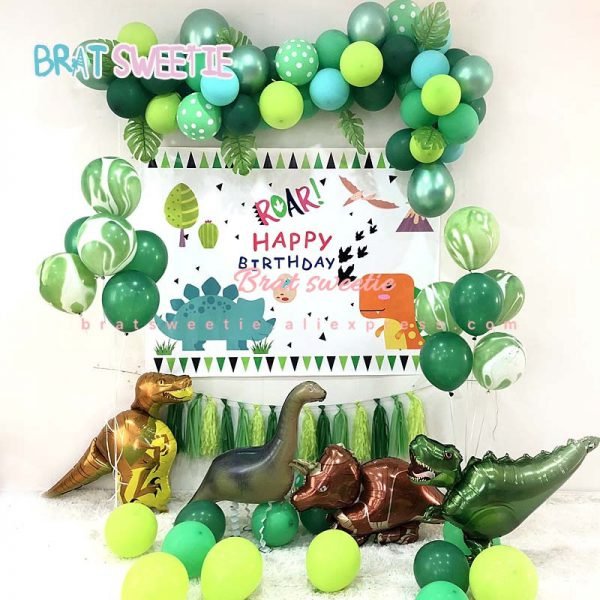 Jungle Party Kids Boys Baby Happy Birthday Flag Banner Disposable Tableware Set Dinosaur Themed Party Decoration Supplies Favors