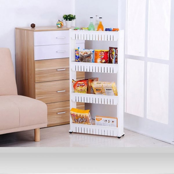 Leewince Multipurpose Bathroom Storage Storage Rack Shelf Multi-layer Refrigerator Side Shelf Shelf with Removable Wheels Crack - Image 3