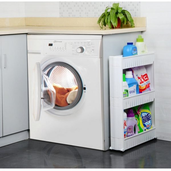 Leewince Multipurpose Bathroom Storage Storage Rack Shelf Multi-layer Refrigerator Side Shelf Shelf with Removable Wheels Crack - Image 4