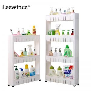 Leewince Multipurpose Bathroom Storage Storage Rack Shelf Multi-layer Refrigerator Side Shelf Shelf with Removable Wheels Crack
