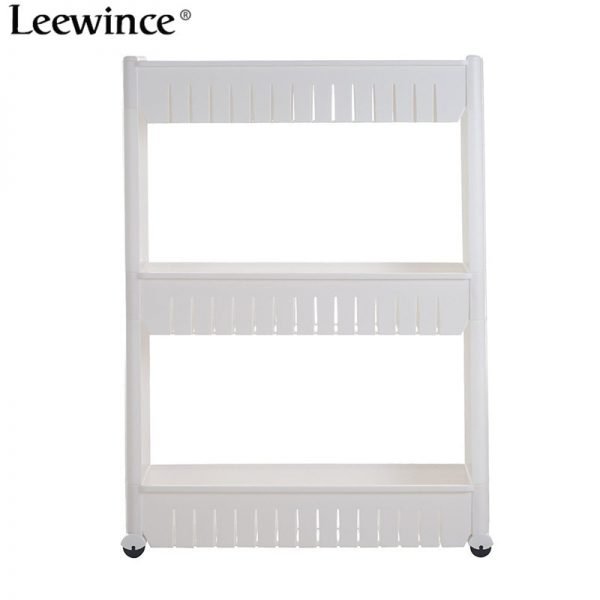 Leewince Multipurpose Bathroom Storage Storage Rack Shelf Multi-layer Refrigerator Side Shelf Shelf with Removable Wheels Crack - Image 5