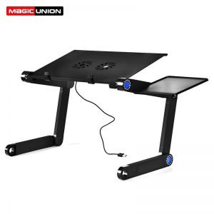 Magic Union Aluminum Alloy Laptop Table Folding Notebook Desktop Stand With Cooling Fan Bed Laptop Tray Desk Study Desk