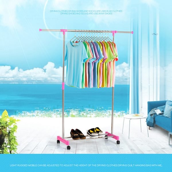 Magic Union Floor Standing Drying Rack Stainless Steel Single Rod Balcony Indoor Clothing Hanger Simple Coat Stand Rack - Image 2