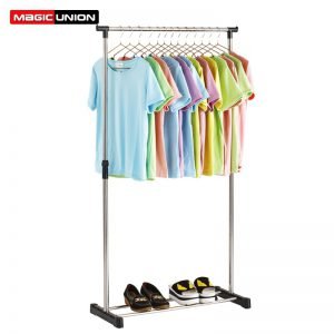 Magic Union Floor Standing Drying Rack Stainless Steel Single Rod Balcony Indoor Clothing Hanger Simple Coat Stand Rack