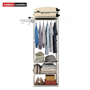 Magic Union Simple Mobile Coat Rack Floor Hanger Clothes Rack DIY Assembly Coat Rack Bedroom Shelf Foyer Storage Iron Hanger