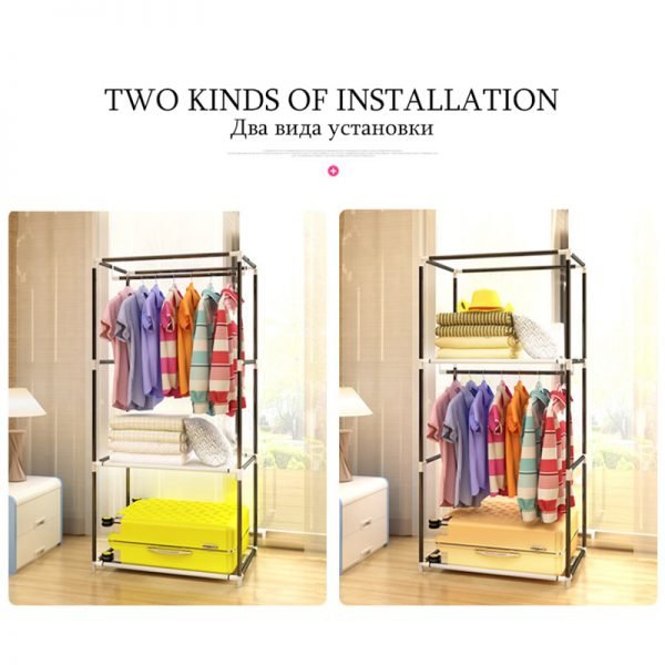 Magic Union Simple Wardrobe Student Dormitory Single Wardrobe Storage Closet Finishing Storage Cabinet Steel Tube Wardrobe - Image 2