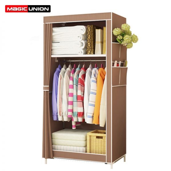 Magic Union Simple Wardrobe Student Dormitory Single Wardrobe Storage Closet Finishing Storage Cabinet Steel Tube Wardrobe