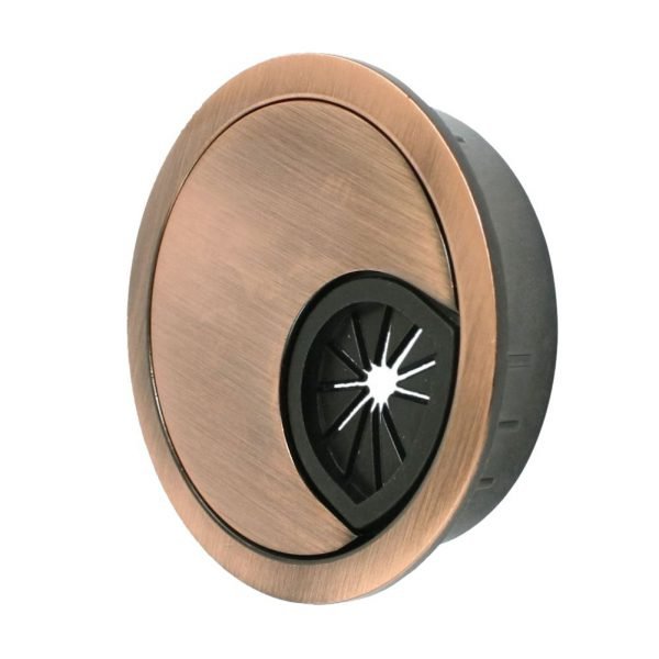Metal 53mm Dia Computer Desk Table Counter Top Wire Grommet Copper Tone - Image 2