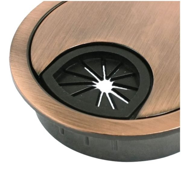 Metal 53mm Dia Computer Desk Table Counter Top Wire Grommet Copper Tone - Image 3