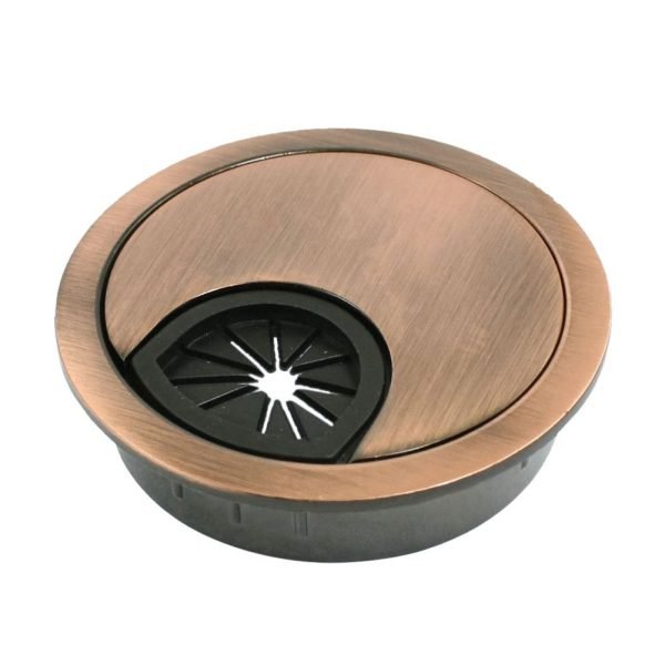 Metal 53mm Dia Computer Desk Table Counter Top Wire Grommet Copper Tone