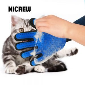 Nicrew Glove For Cats Cat Grooming Pet Dog Hair Deshedding Brush Comb Glove For Pet Dog Finger Cleaning Massage Glove For Animal