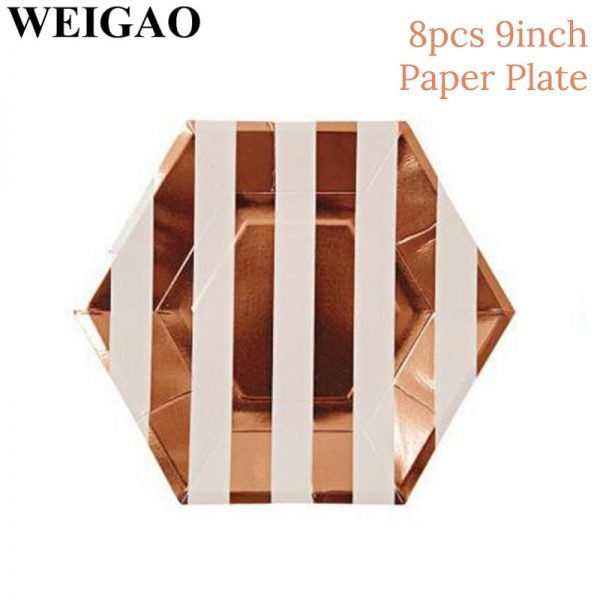WEIGAO Rose Gold Party Disposable Tableware Champagne Cup Plate Straws 1st Birthday Party Decor Kids Baby Shower Party Supplies - Image 5