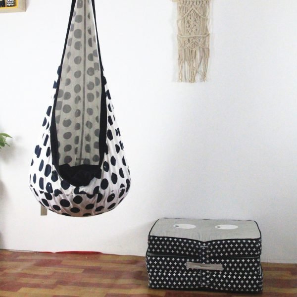 White Spotted Oxford Cloth Hammock Indoor Outdoor Hanging Chair Yoga Child Swing Chair Children's Room Home Decoration - Image 3