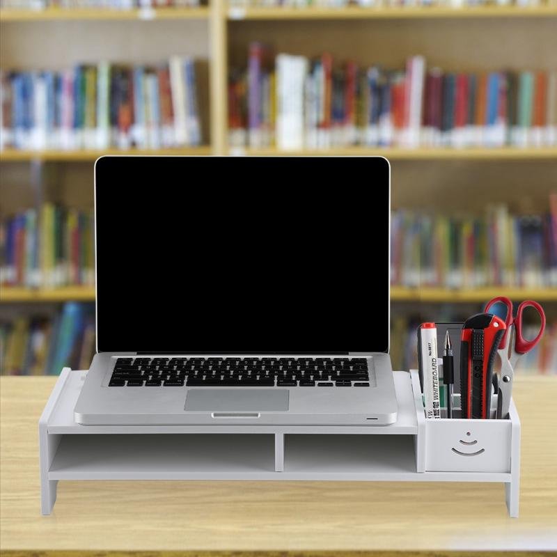 Wooden Computer Monitor Riser Laptop PC Stand for Office Supplies School Teacher Desktop Table Storage Organizer Shelf - Image 3