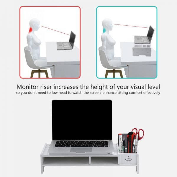 Wooden Computer Monitor Riser Laptop PC Stand for Office Supplies School Teacher Desktop Table Storage Organizer Shelf - Image 4